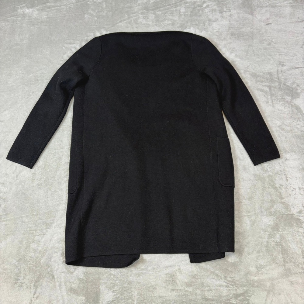 J.Crew‎ Cardigan Sweater Womens XS Black Open Front Longline Merino Blend J6339 - Picture 2 of 10